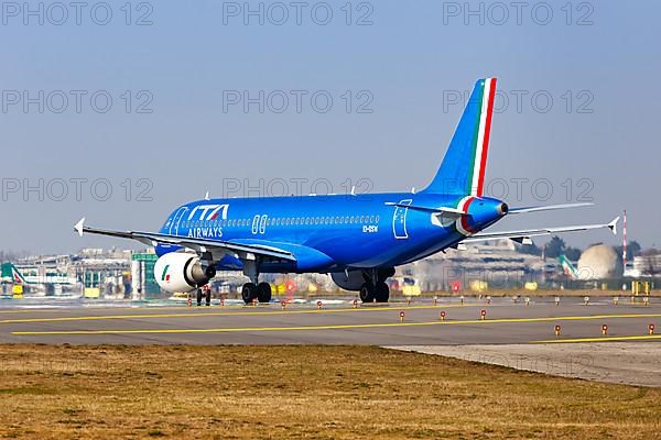 An Airbus A320 aircraft of ITA Airways with registration EI-DSW at Milan Linate Airport