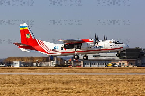 Ukraine Antonov An-26 aircraft with registration 04 Blue at Stuttgart airport