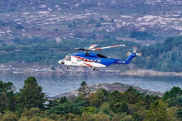 A Sikorsky S-92A helicopter from Bristow Helicopters with registration LN-ONB at Bergen Airport