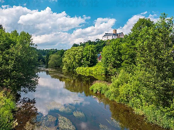 Scharfenstein Castle above the Zschopau River