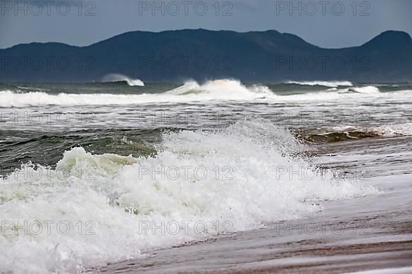 Waves crash in Florianopolis Brazil