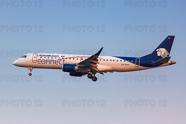 An Embraer 195 aircraft of AeroMexico Connect with registration number XA-GAK at Mexico City Airport