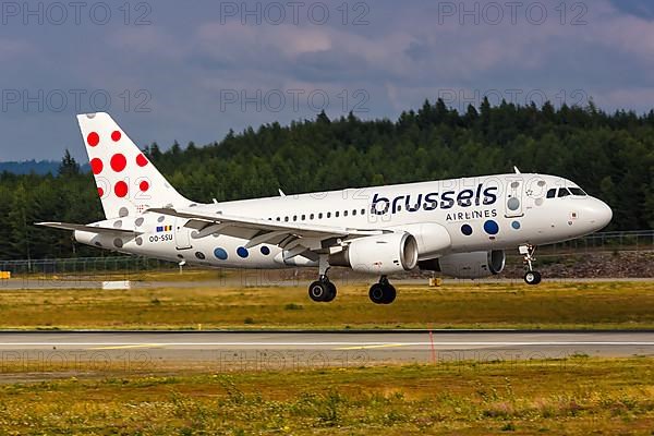 A Brussels Airlines Airbus A319 aircraft with registration OO-SSU at Oslo Gardermoen Airport