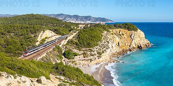 Civia local train of the RENFE Rodalies de Catalunya near Sitges