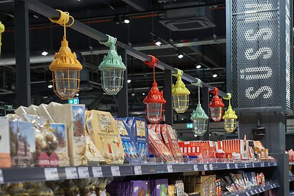 Decoration with colourful lights in the sweets department