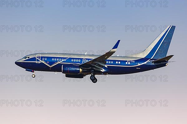 A Charter Jets Boeing 737-700 BBJ aircraft with registration EI-TVG at Milan Linate Airport