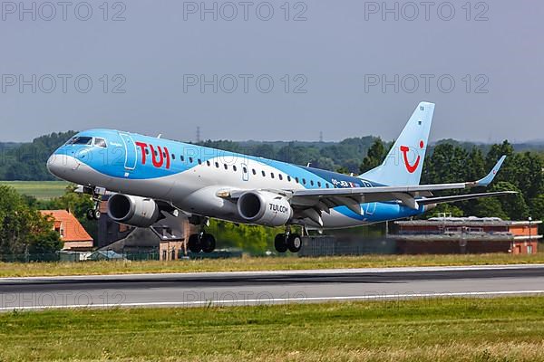 An Embraer 190 aircraft of TUI Belgium with registration number OO-JEB at Brussels Airport