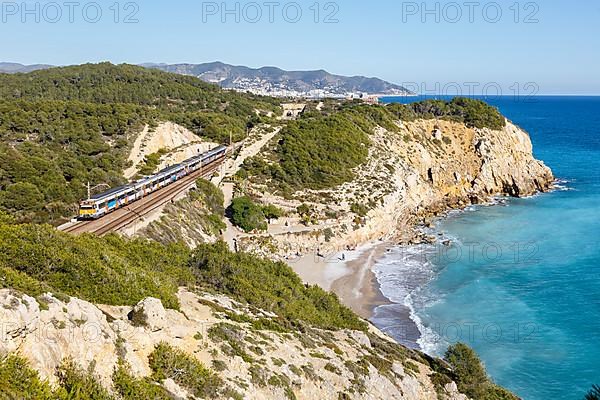 Rodalies de Catalunya RENFE commuter train near Sitges