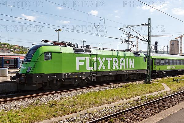 Flixtrain train at the main station in Stuttgart