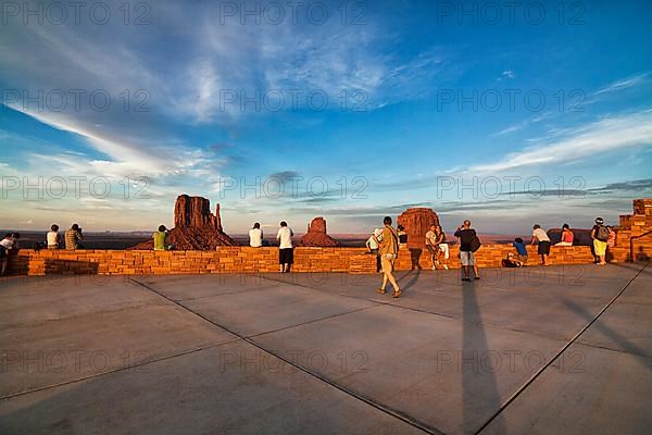 Visitors enjoy sunset on viewing platform