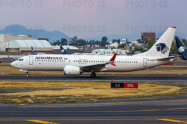 A Boeing 737 MAX 8 aircraft of AeroMexico with registration EI-GZB at Mexico City Airport