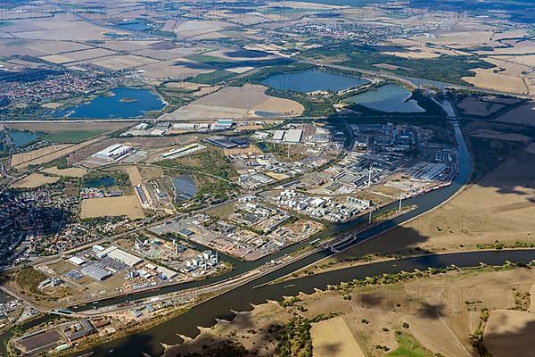 Aerial view of Magdeburg harbour