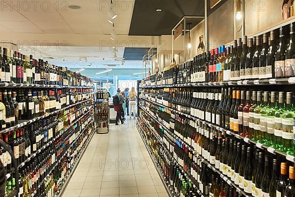 Shelves with alcoholic beverages