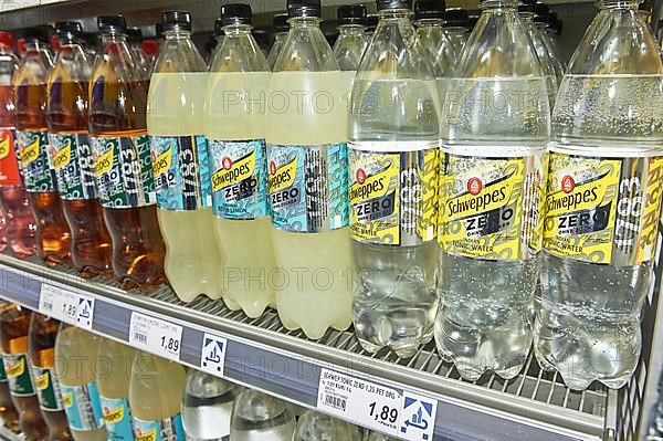 Soft drinks in plastic bottles