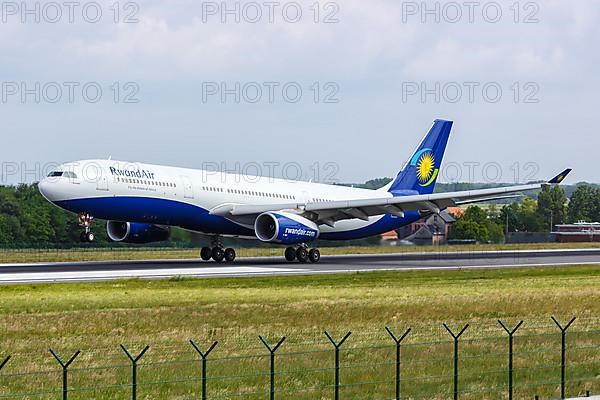 An Airbus A330-300 aircraft of RwandAir with registration number 9XR-WP at Brussels Airport