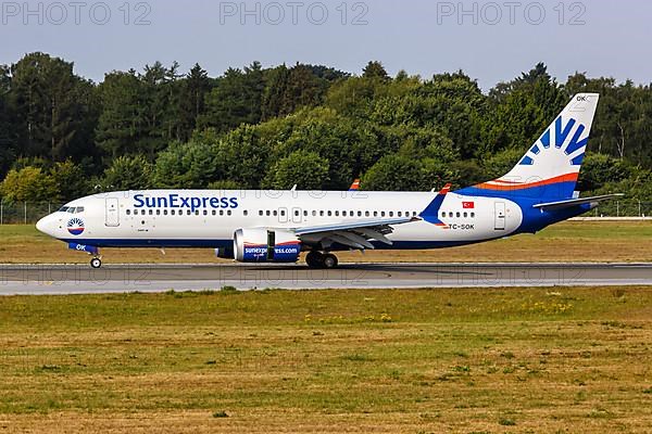 A SunExpress Boeing 737 MAX 8 with registration TC-SOK at Hamburg Airport