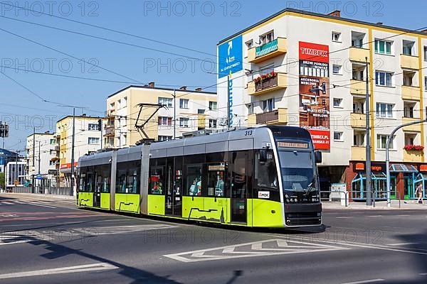 Landsberg an der Warthe tram Pesa Twist tram at the Katedra stop Public transport in Gorzow Wielkopolski