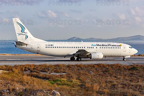 An Air Mediterranean Boeing 737-400 with registration SX-MAI at Heraklion Airport