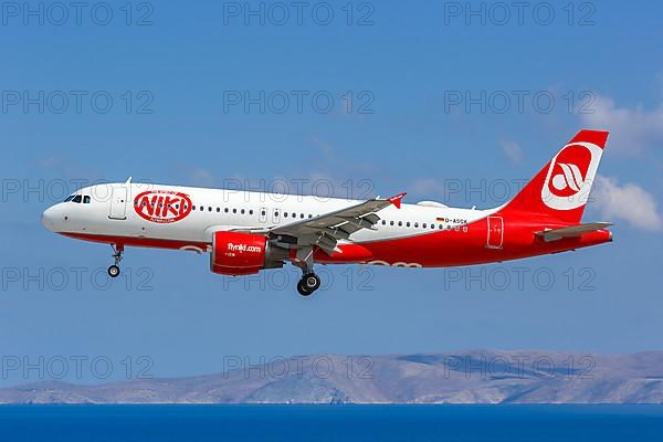 A Niki Airbus A320 aircraft with registration D-ASGK at Heraklion Airport