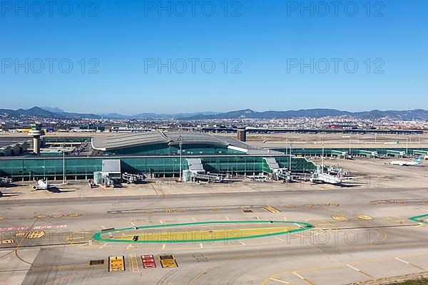 Aerial view Terminal 1 of Barcelona Airport