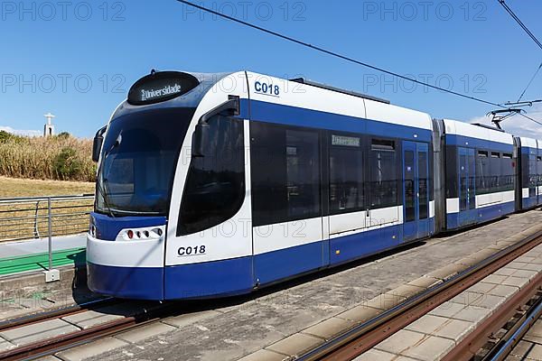 Modern Siemens Combino light rail system Metro Sul do Tejo tramway public transport transport transport in Lisbon