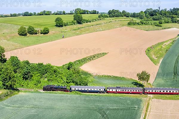 Steam train of the Miljoenenlijn Museum Railway Steam railway Aerial view near Wijlre