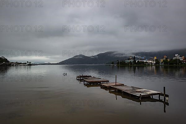 Small docs on lake in Florianopolis Brazil