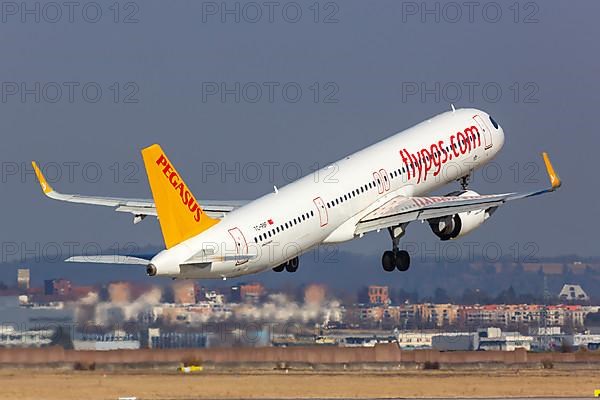 A Pegasus Airbus A321neo with registration TC-RBF at Stuttgart Airport