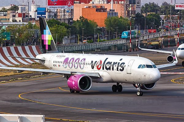 A Volaris Airbus A320neo aircraft with registration N531VL in the Ghostbusters special livery at Mexico City Airport