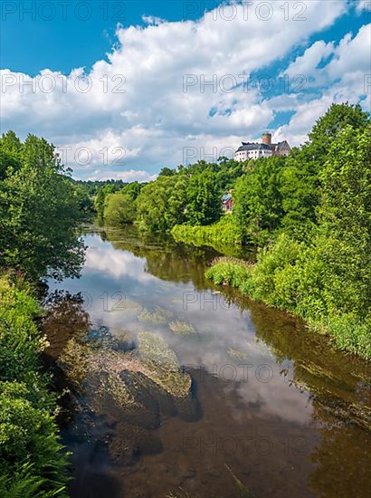 Scharfenstein Castle above the Zschopau River