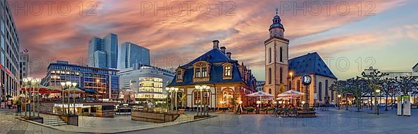 Hauptwache Frankfurt Panorama Abendrot Germany