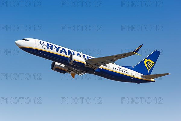 A Ryanair Boeing 737-8-200 MAX aircraft with registration number 9H-VUH at Bergamo Orio Al Serio Airport