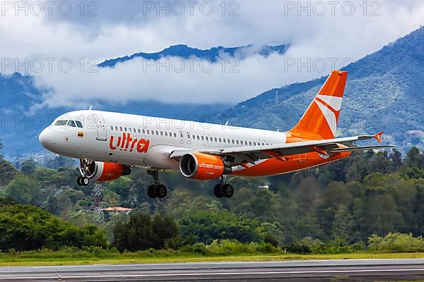 An Ultra Air Airbus A320 aircraft with registration HK-5396-X at Medellin Rionegro Airport