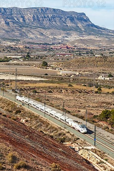 Talgo 250 high-speed train of RENFE AVE on the line Madrid