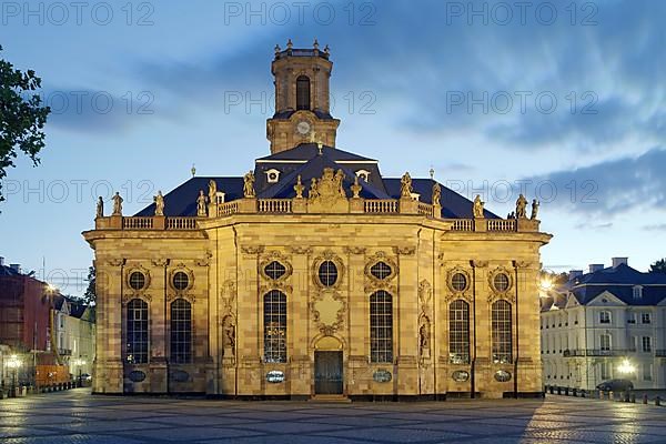 Ludwigskirche Saarbruecken illuminates Germany