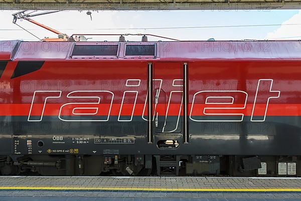 OeBB RailJet Logo Train Station Innsbruck Main Station in Austria Austrian Federal Railways