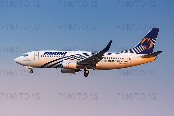 A Magnicharters Boeing 737-300 aircraft with registration XA-VCI at Mexico City Airport