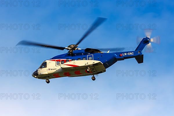 A Sikorsky S-92A helicopter from Bristow Helicopters with registration LN-ONC at Bergen Airport