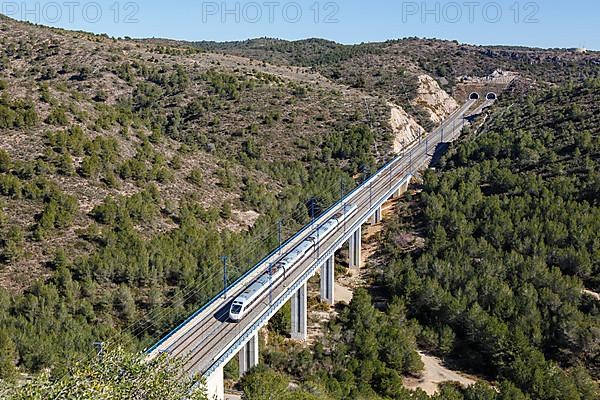 Alvia high-speed train of RENFE on the route Madrid