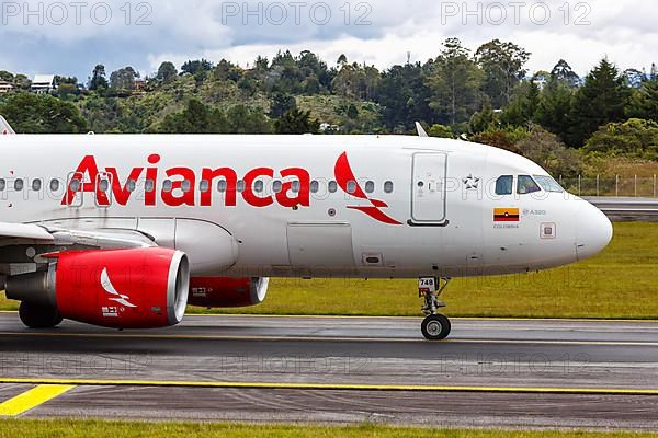 An Avianca Airbus A320 aircraft with registration N748AV at Medellin Rionegro Airport