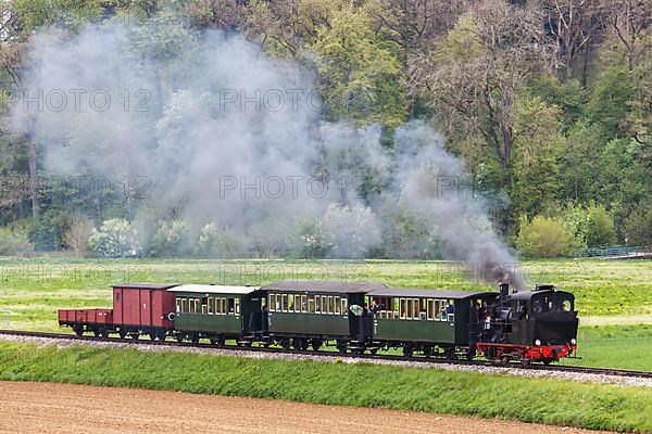 Steam train of the Haertsfeld Museumsbahn Schaettere railway Steam railway in Iggenhausen