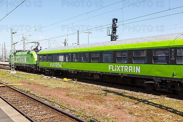 Flixtrain train at the main station in Stuttgart