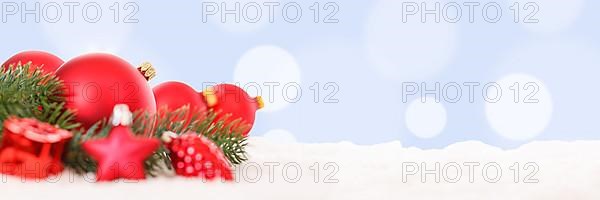 Christmas Red Christmas Balls Christmas Decoration Banner Decoration Snow Text Free Space Copyspace Copy Space