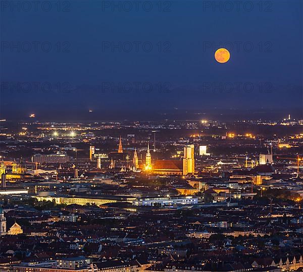 Night aerial view of Munich from Olympiaturm