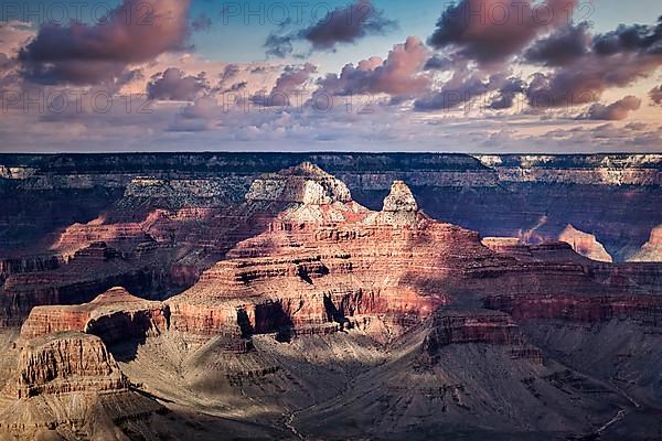 Rock formations illuminated by the evening sun