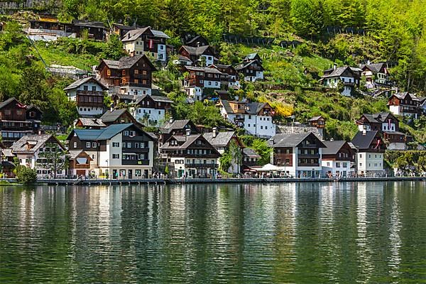 Austrian tourist destination Hallstatt village on Hallstatter See in Austrian alps. Salzkammergut region