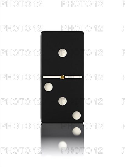 Domino game bone close up isolated on white