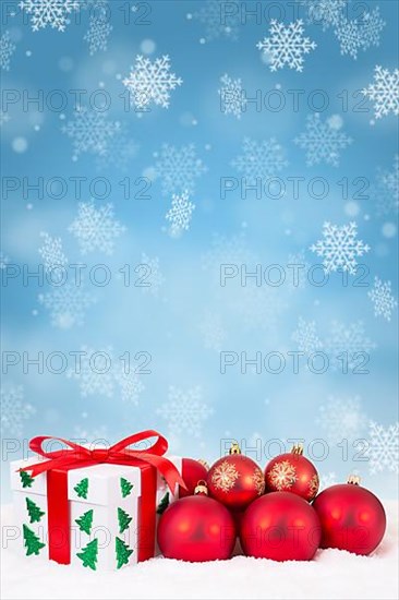 Christmas Christmas Gifts Snow Card Christmas Card Decoration Red Christmas Balls Text Free Space in Stuttgart