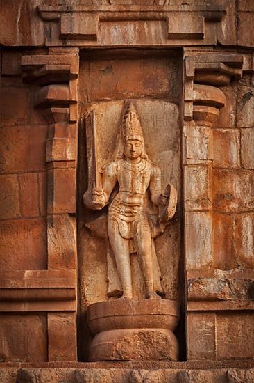 Ancient bas relief. Brihadishwara Temple. Tanjore