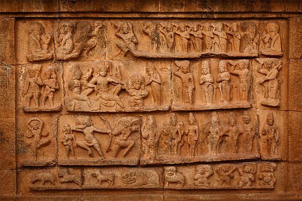 Ancient bas relief. Brihadishwara Temple. Tanjore